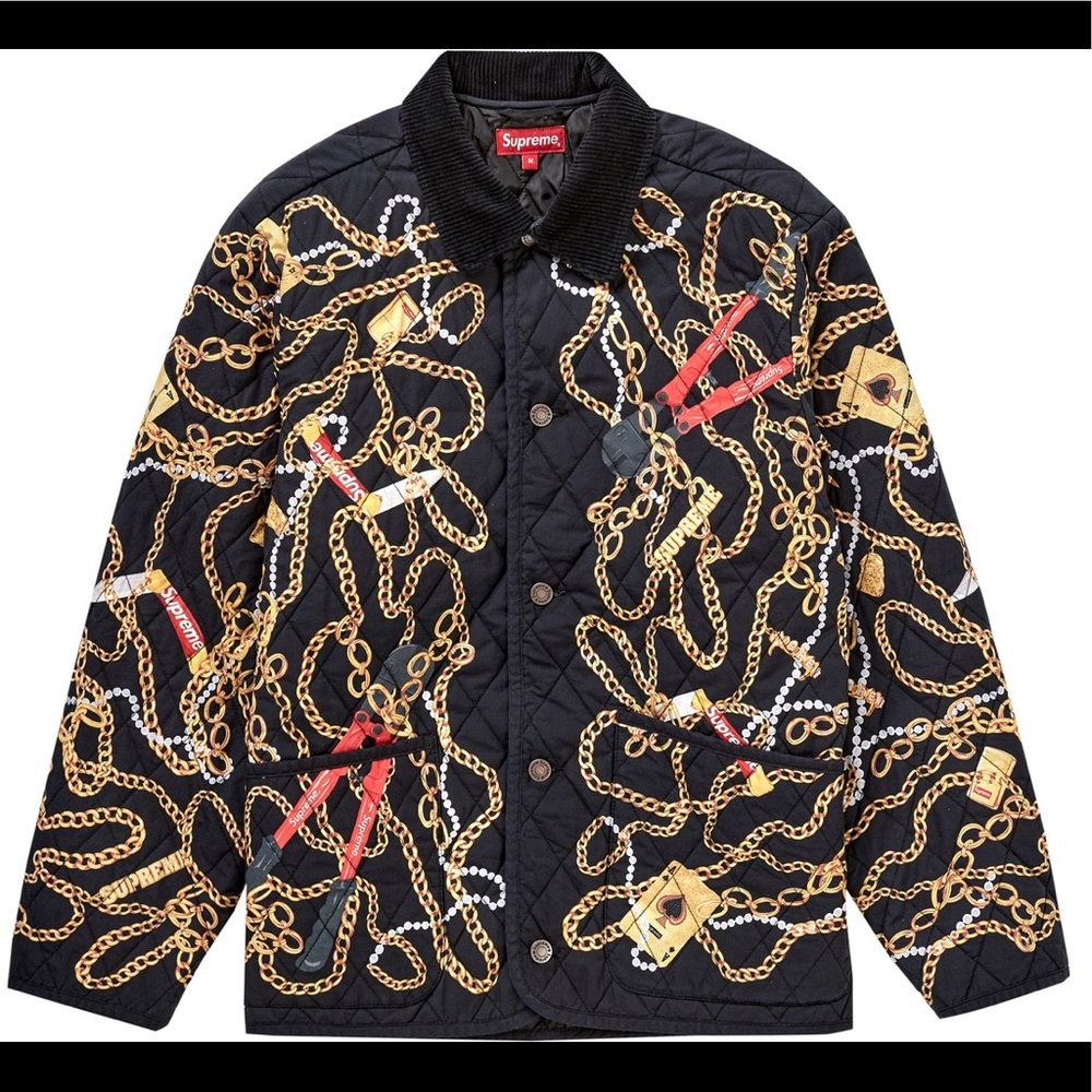Supreme Chains Quilted Jacket Black